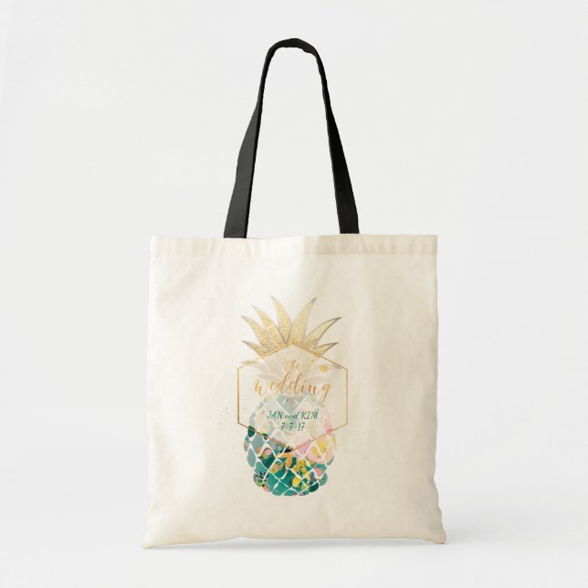 PixDezines Aloha Hawaiian Pineapple/Teal Tote Bag (Front)