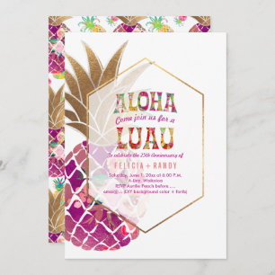 PixDezines Aloha Hawaiian Pineapples/DIY Teal Invitation