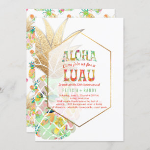 PixDezines Aloha Hawaiian Pineapples/Mint Green Invitation