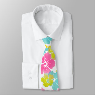 PixDezines Aloha Hibiscus Tropical Flowers Tie