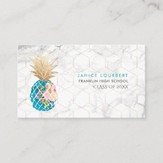 PixDezines ALOHA PINEAPPLE/AQUA BLUE/FAUX GOLD Calling Card