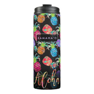 PIXDEZINES ALOHA PINEAPPLE FAUX GOLD FOIL THERMAL TUMBLER
