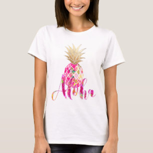 PixDezines Aloha Pineapple/Faux Gold T-Shirt