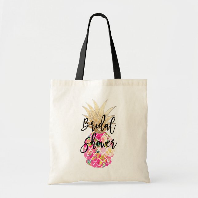 PixDezines Aloha Pineapple+Faux Gold Tote Bag (Front)