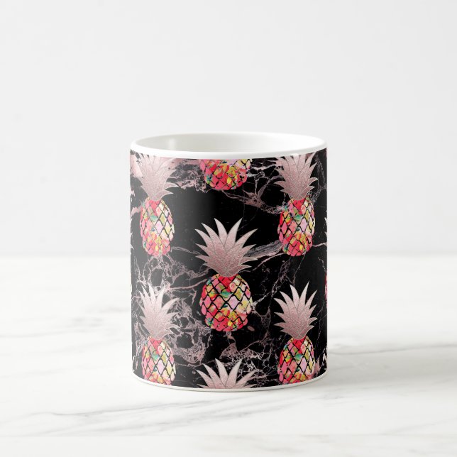 PixDezines Aloha Pineapple+Faux Rose Gold Coffee Mug (Center)