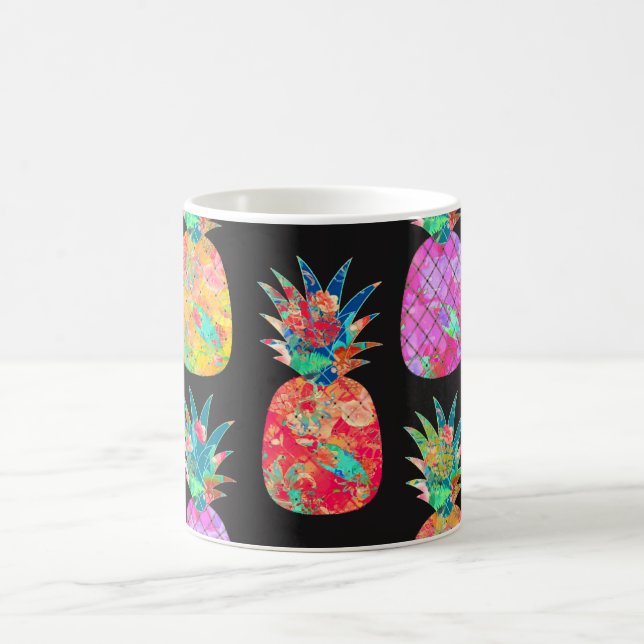 PixDezines Aloha Pineapple+Floral Watercolor Coffee Mug (Center)