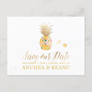 PixDezines Aloha Pineapple/Golden/Save the Date Announcement Postcard