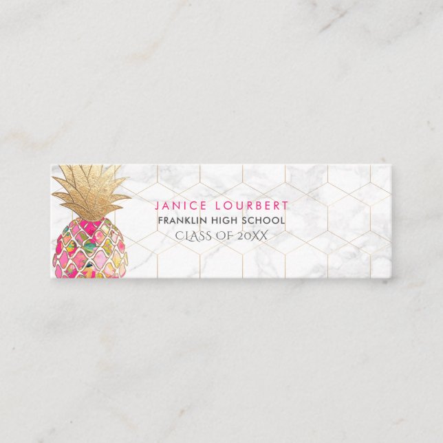 PixDezines ALOHA PINEAPPLE/HOT PINK/FAUX GOLD Calling Card (Front)