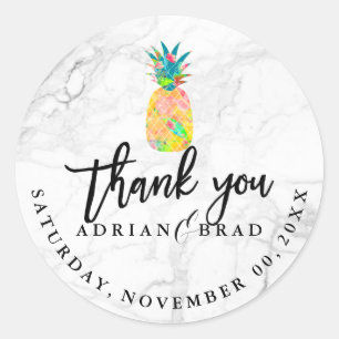 PixDezines Aloha Pineapple/Marble Classic Round Sticker