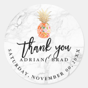 PixDezines Aloha Pineapple/Marble Classic Round Sticker