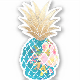 PixDezines Aloha Pineapple, Teal+Faux Gold