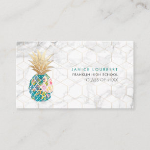 PixDezines ALOHA PINEAPPLE/TEAL/FAUX GOLD Calling Card