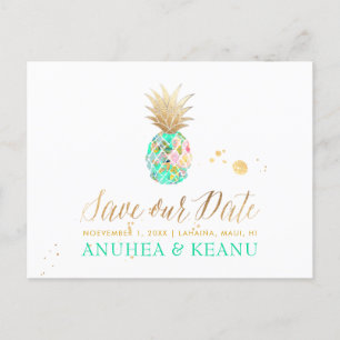 PixDezines Aloha Pineapple/Turquoise/Save the Date Announcement Postcard