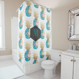 PixDezines Aloha Pineapples/Aqua/DIY background Shower Curtain