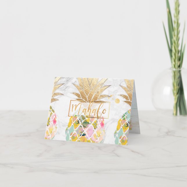 PixDezines Aloha Pineapples/Mahalo Thank You Card (Front)