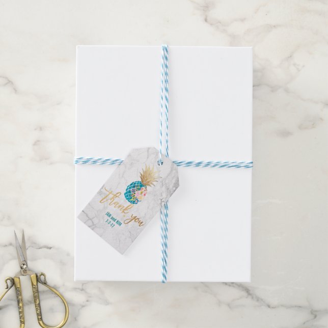 PixDezines Aloha Pineapples/Marble Gift Tags (With Twine)