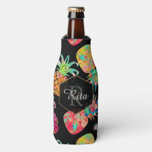 PixDezines Aloha Pineapples Pattern/DIY background Bottle Cooler
