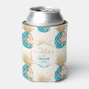 PixDezines Aloha Pineapples Pattern/DIY background Can Cooler