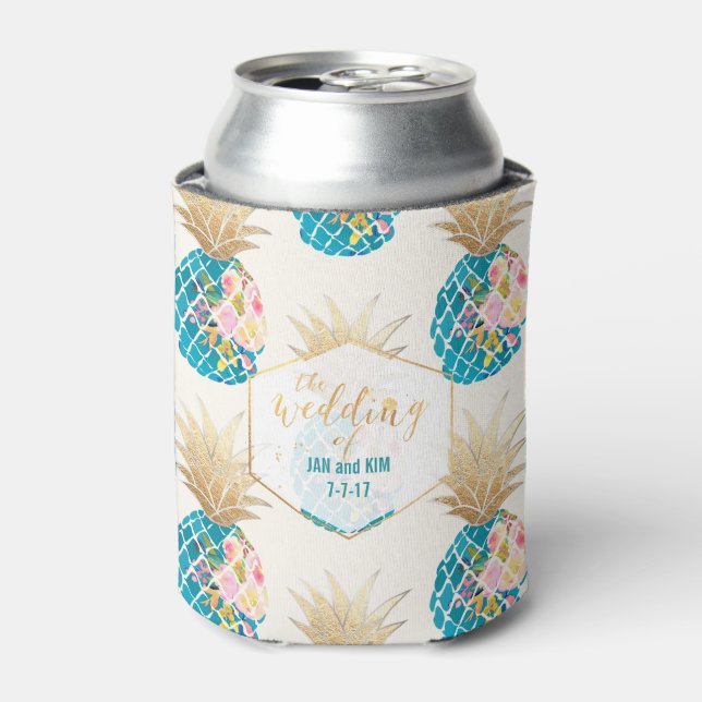 PixDezines Aloha Pineapples Pattern/DIY background Can Cooler (Can Front)