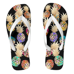 PixDezines Aloha Pineapples Pattern Flip Flops