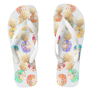 PixDezines Aloha Pineapples Pattern Flip Flops