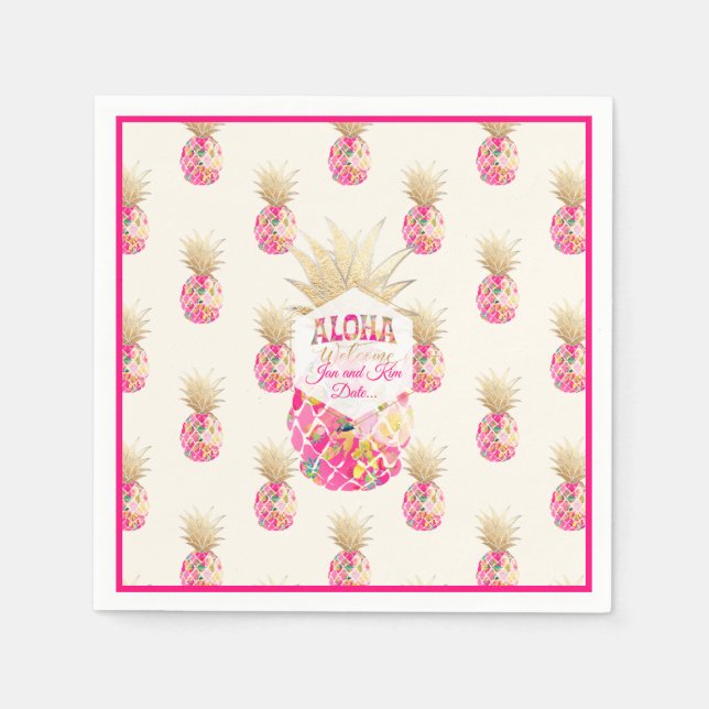 PixDezines Aloha Pineapples/Pink/DIY background Napkin (Front)