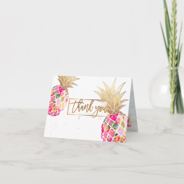 PixDezines Aloha Pineapples/Pink/Thank You Thank You Card (Front)