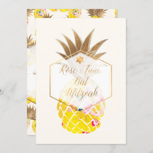 PixDezines Aloha Pineapples/Watercolor/Bat Mitzvah Invitation