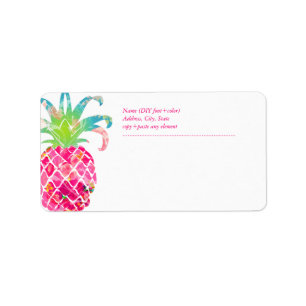 PixDezines Aloha Pink Pineapple+Floral Watercolor Label