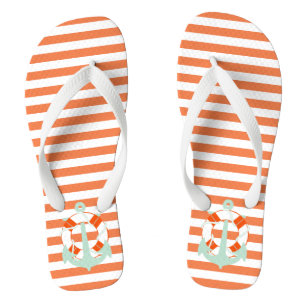 PixDezines anchor/DIY colour adjustable stripes Flip Flops