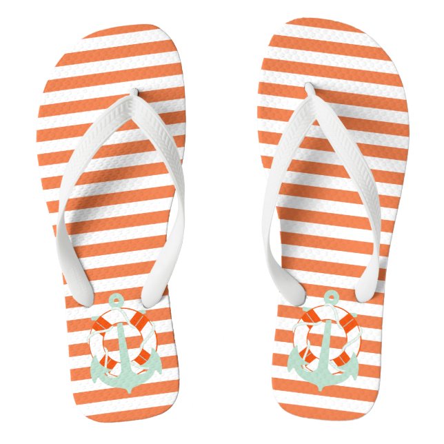 PixDezines anchor/DIY colour adjustable stripes Flip Flops (Footbed)