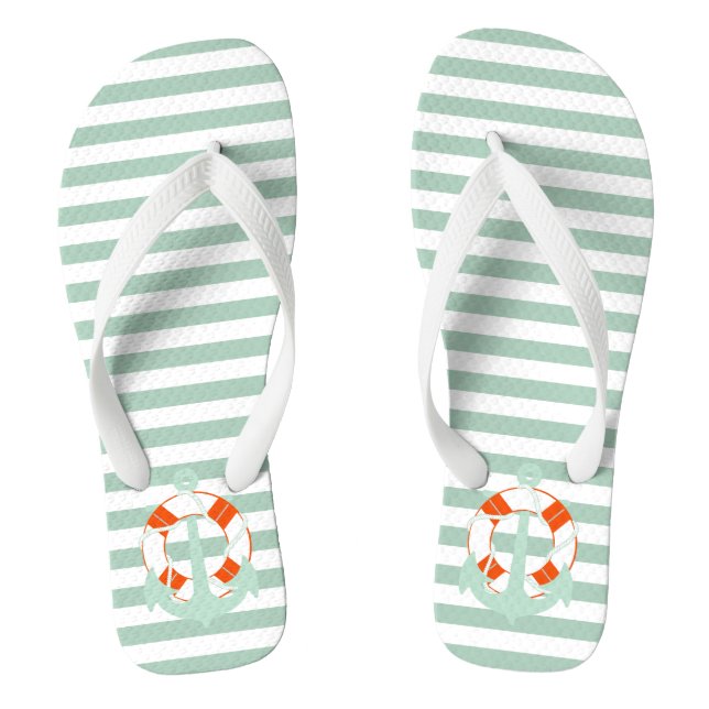 PixDezines anchor/DIY colour adjustable stripes Flip Flops (Footbed)