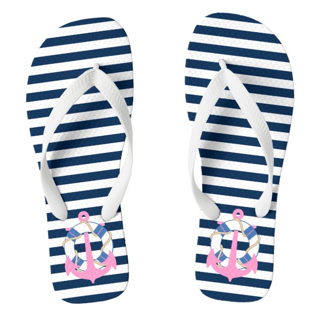 PixDezines anchor/DIY colour adjustable stripes Flip Flops (Footbed)