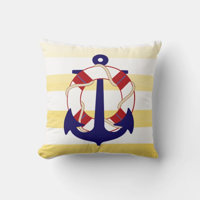 PixDezines anchor/nautical/ocean/wave/watercolor Cushion (Front)