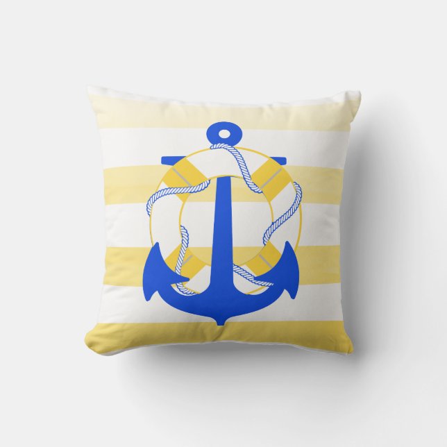 PixDezines anchor/nautical/ocean/wave/watercolor Cushion (Front)