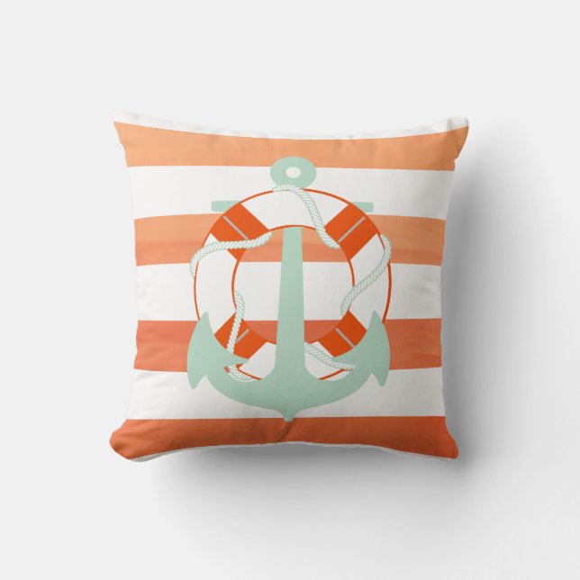 PixDezines anchor/nautical/ocean/wave/watercolor Cushion (Front)