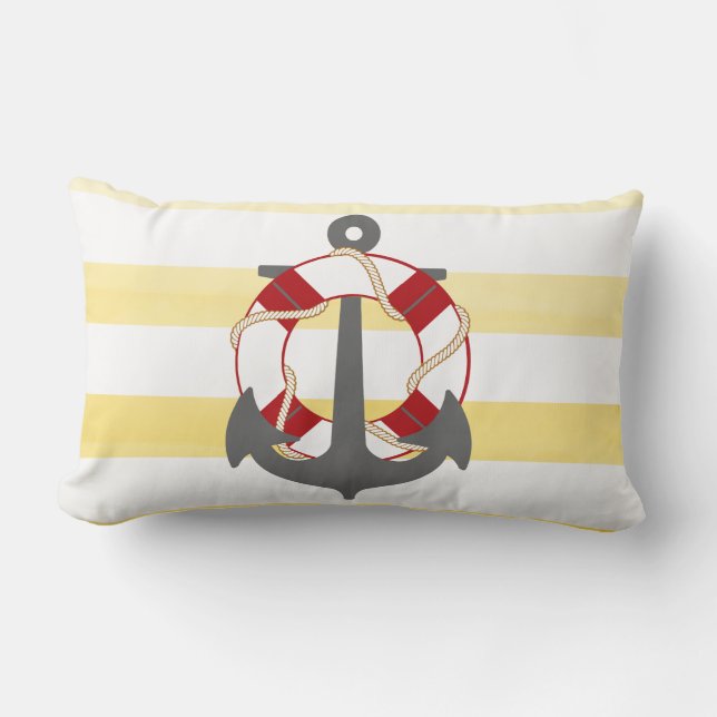 PixDezines anchor/nautical/ocean/wave/watercolor Lumbar Cushion (Front)