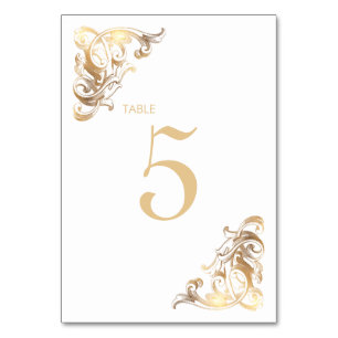 PixDezines Antique Scrolls/Faux Gold/Table No. Table Number