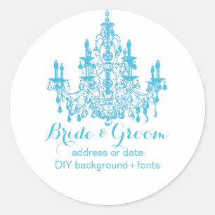 PixDezines aqua blue chandelier Classic Round Sticker