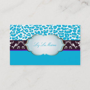 PixDezines aqua blue cheetah/DIY background colour Business Card