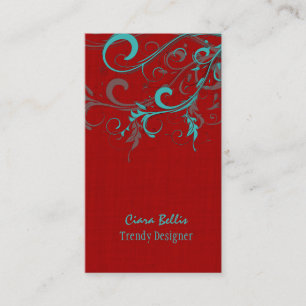 PixDezines aqua swirls/faux linen Business Card