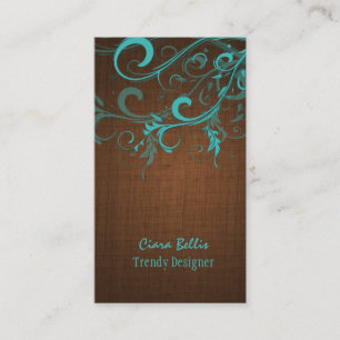 PixDezines aqua swirls/faux linen Business Card