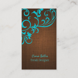 PixDezines aqua swirls/faux linen Business Card