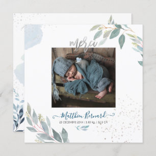 PixDezines Aquarelle Faire-part de NaissanceGarçon Invitation