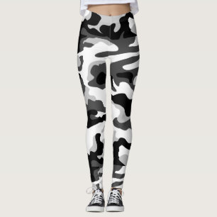 PixDezines Arctic Camo, Black/White/Grey Leggings