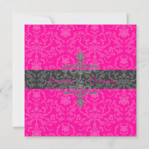 PixDezines Arianna Damask, diy colour, hot pink Invitation
