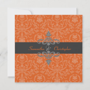 PixDezines Arianna Damask, diy colour, Orange Spic Invitation