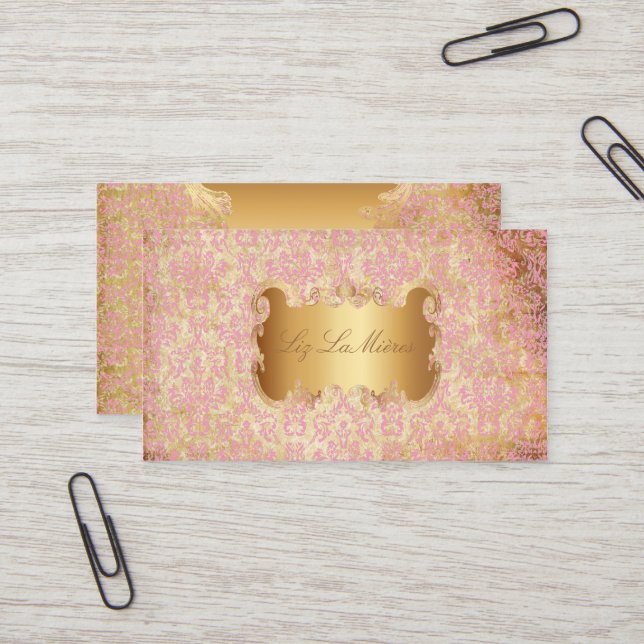 PixDezines arianna damask/faux parchment Business Card (Front/Back In Situ)