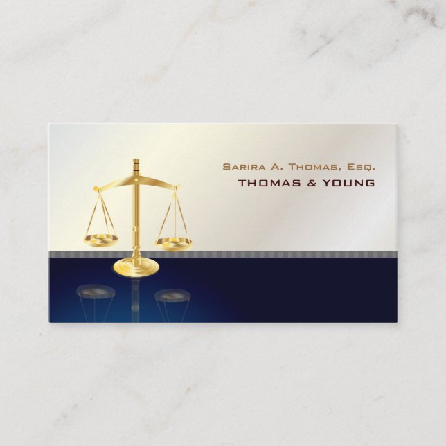 PixDezines ATTORNEY, NAVY+GREY PINSTRIPE Business Card (Front)