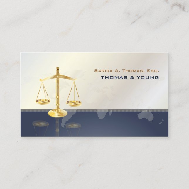 PixDezines ATTORNEYS/WHITE+BLUE Business Card (Front)